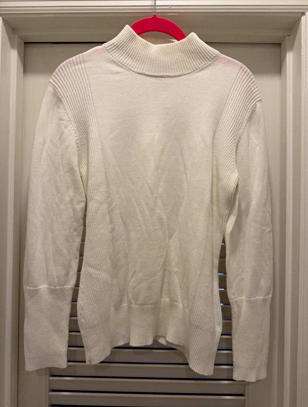 Westbound Sweater Women's L White Ribbed Knit Turtleneck Long Sleeve Pullover